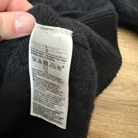 Banana Republic Men's 100% Cashmere Sweater Crew Neck Cable Knit Thick Black L - Picture 8 of 8
